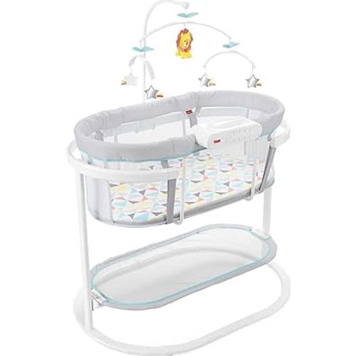 Fisher-Price Baby Bedside Sleeper Soothing Motions Bassinet with Lights Music Vibrations & Toy Mobile for Newborns 0+ Months, Windmill
