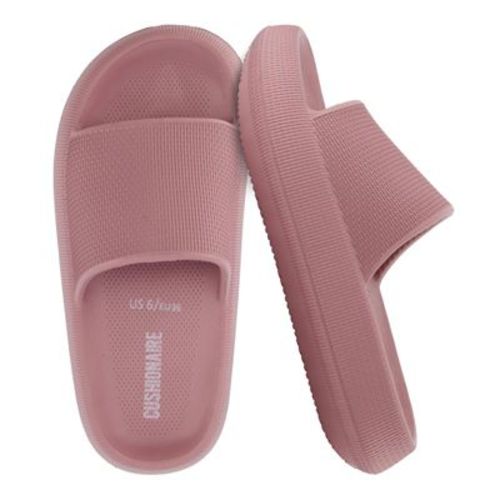 CUSHIONAIRE Feather Slides – Comfortable Cloud Cushion House Slippers for Women, Indoor Outdoor EVA Foam Foot Spa Shower Shoes - Blush 9