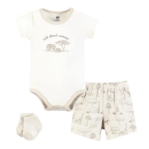 Hudson Baby Unisex Baby Bodysuit, Short and Sock, 3-Piece Set