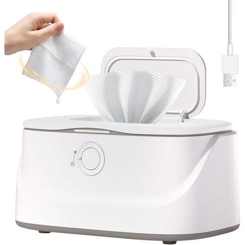 SONGAUN Baby Wipes Warmer, Wet Wipe Warmer, 3-Speed Adjustment, Top Heating, Constant Temperature All Day, 50-60℃, Night Light Design, Can Hold 80 Wipes At a Time, for Home Use white