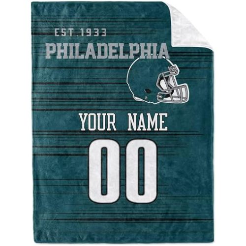KREDE Philadelphia Throw Blanket for Baby Boy Girl Custom Name and Number Baby Blanket Personalized Gifts