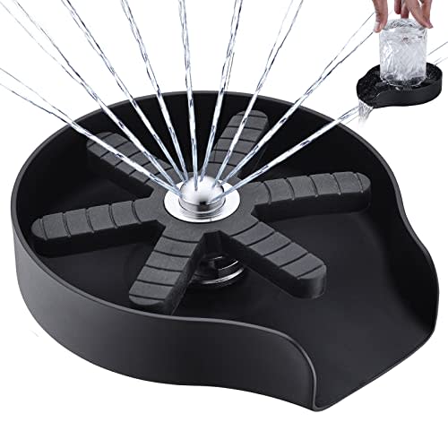 FOHEEL Black Glass Rinser for Kitchen Sink, Stainless Steel Black Cup Washer for Kitchen Sink, Metal Bar Glass Rinser for Sink, Baby Bottle Washer, Black Glass Rinser for Kitchen Sinks
