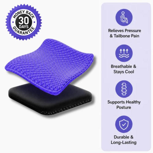 Double Thick Seat Gel Cushion for Back, Hip & Tailbone Pain