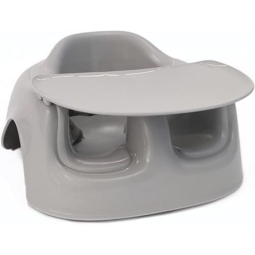 Bumbo Plastic Seat with Tray Combo - Floor Seat Lite Portable Baby Sit Up Chair w/Tray for Eating & Playing, Additional Legroom, Sitting Lounger for Babies 3-12 Months, Breige