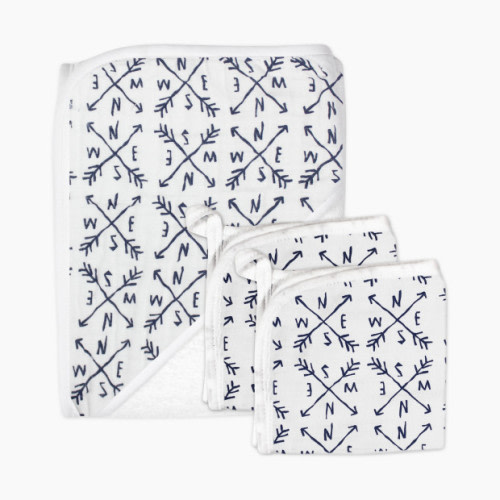 Honest Baby Clothing 3-Piece Organic Cotton Hooded Towel Set - Compass, Os