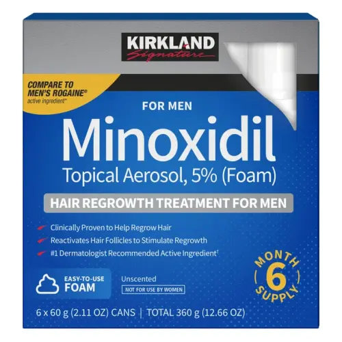 Kirkland Signature Hair Regrowth Treatment Minoxidil Foam for Men, 2.11 oz, 6-count | Costco