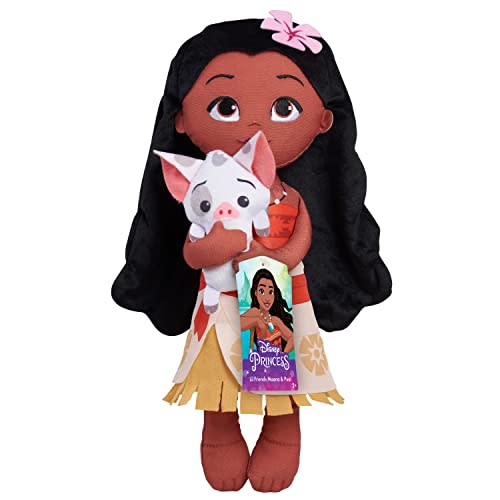 Disney Princess Lil' Friends Plushie Moana & Pua 14-inch Plushie Doll, Kids Toys for Ages 3 Up by Just Play
