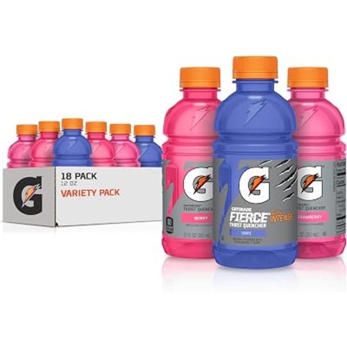 Gatorade Thirst Quencher, Grape Berry, Strawberry Variety Pack, 12 Fl Oz (Pack of 18)