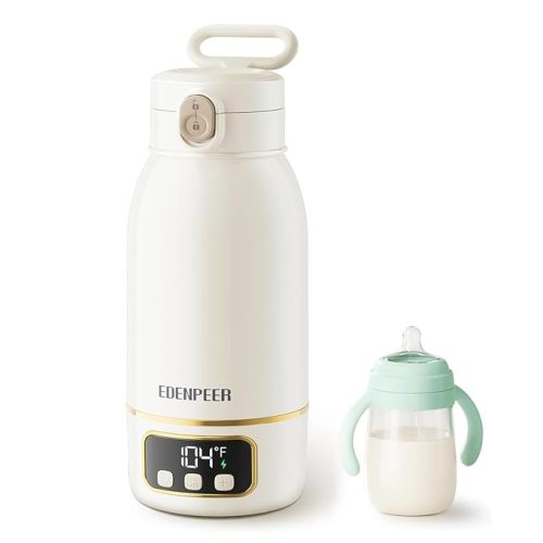 Portable Bottle Warmer for Travel, Fast Baby Bottle Warmer Portable with Precise Temperature Control,17 OZ Portable Milk Warmer for Baby, Travel Bottle Warmer On The Go for Breastmilk Formula & Water