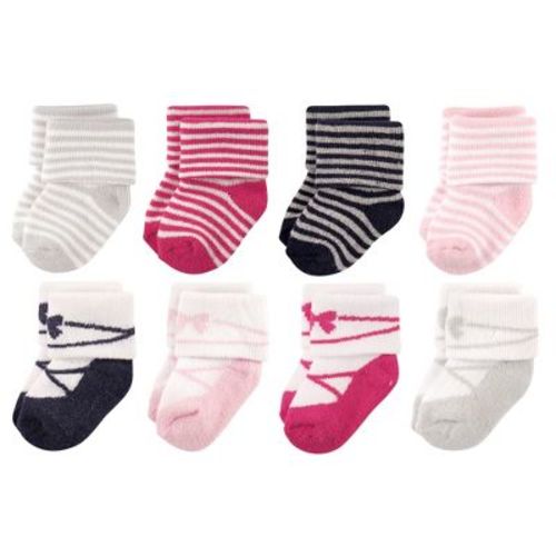 Luvable Friends Baby Girl Newborn and Baby Terry Socks, Stripe Ballet, Size: 0-6 months