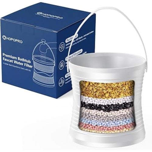 HOPOPRO Bath Filter for Tub Faucet, No-Spill 8-Stage Shower Water Filter