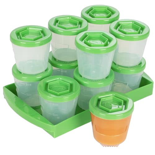 Baby Food Containers: Reusable Stackable Freezer Safe Storage Cups w/ Tray & Dry-erase Marker (Set of 12 - 2oz) BPA & PVC Free