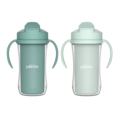 Dr. Brown's 10oz Insulated Straw Cups - Sage - 2pk
