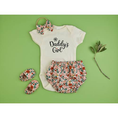 Father's Day Baby Girl outfit Baby Bloomers Set. Daddy's Girl bodysuit. Diaper Cover and slippers.