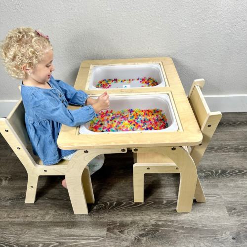 Montessori Sensory Table: Baltic Birch Activity Table with Trofast Bins