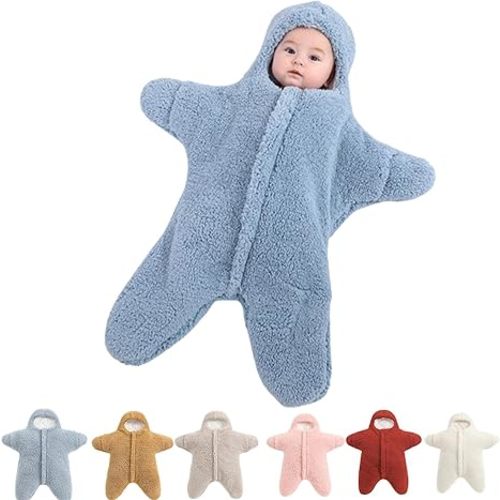 Baby Starfish Onesie, Thick Fleece Wearable Starfish Baby Onesie, Newborn Starfish Swaddle Bag