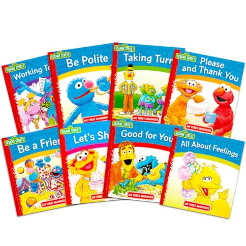 Sesame Street Elmo Manners Books for Kids, Toddlers - Set of 8 Manners Educational Storybooks for Boys and Girls Featuring Elmo, Big Bird, Cookie Monster, More