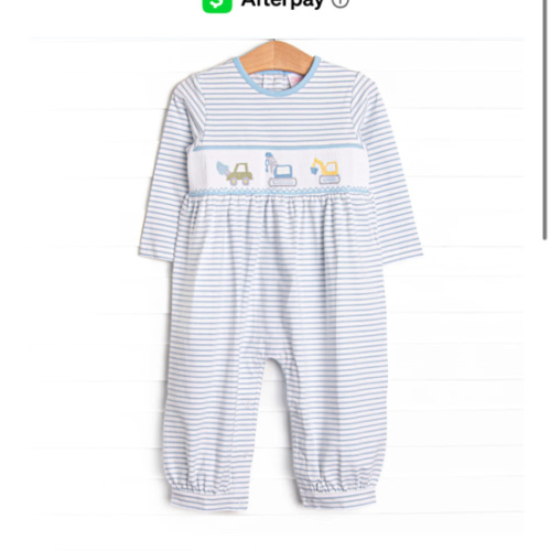 Blue Collar Builder Smocked Romper, Blue – Stitchy Fish