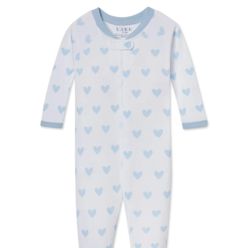 LAKE | Baby | Pima Cotton Pajamas | French Blue Heart Baby Sleeper