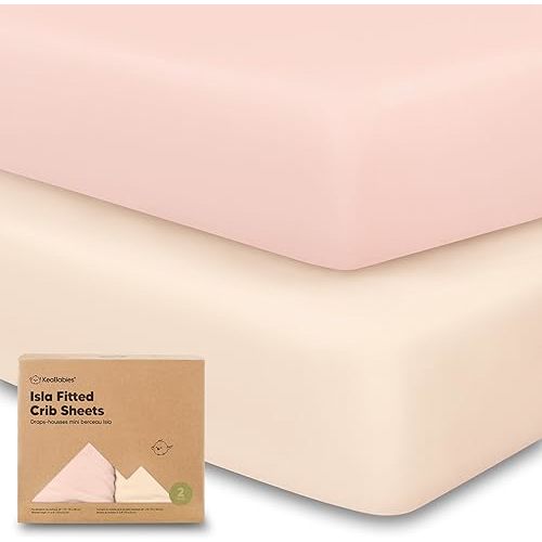 KeaBabies 2-Pack Baby Crib Sheets for Boys, Girls - 52x28 Viscose Derived from Bamboo Toddler Bed Sheets Neutral, Fitted Crib Mattress Cover for Standard Baby Bedding, Soft & Cozy (Cameo)