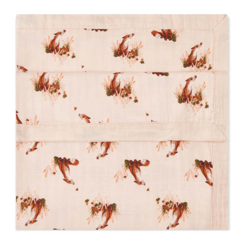 Floral Fox Big Lovey Three-Layer Muslin Blanket