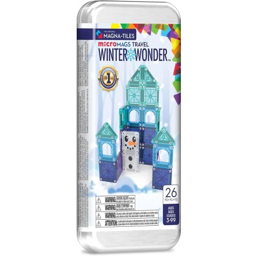 Magna-Tiles microMAGS Winter Wonder Travel Set 26-Piece Magnetic Construction Set, The Original Magnetic Building Brand