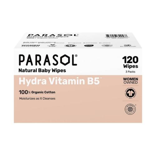 Parasol 100% Organic Cotton Hydra Vitamin B5 Baby Wipes - 3 Packs - 120ct