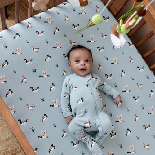 Crib Sheet in Mallard Duck