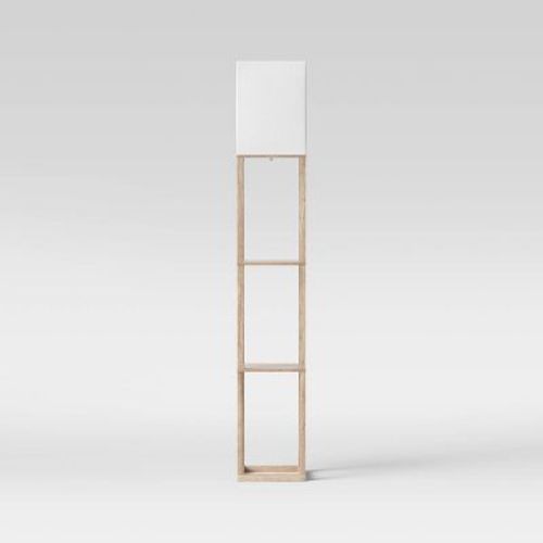 62.5" Alabaster Shelf Floor Lamp Light Brown - Threshold™: ETL Listed, Linen Shade, MDF Body