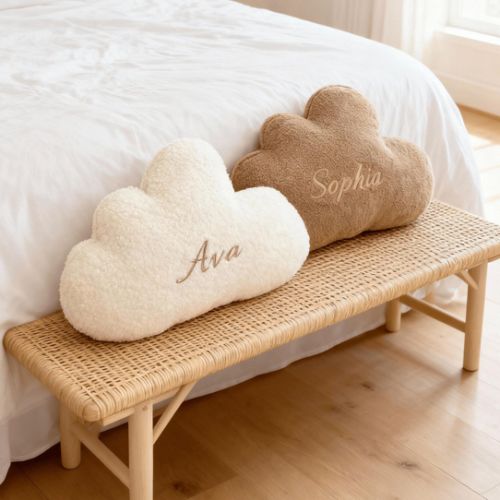 Embroidered Name Cloud Pillow, Personalized Nursery Cushion