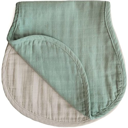 mushie Muslin Baby Burp Cloths | 100% Organic Cotton, Set of 2 (Roman Green/Fog)