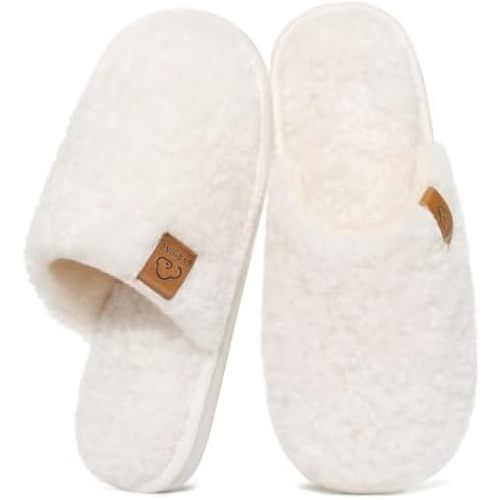 Evshine Fuzzy House Slippers for Women with Comfortable Memory Foam