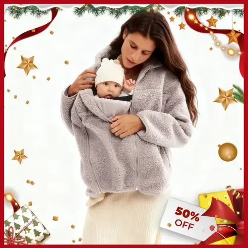 Pwest MAMA 2-in-1 Maternity & Babywearing Teddy Fleece Jacket/Vest, - TikTok Shop