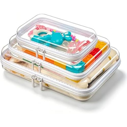 Diaper Bag Organizer Pouches, Clear Hard Shell, 3 Pack 1L 1M 1S