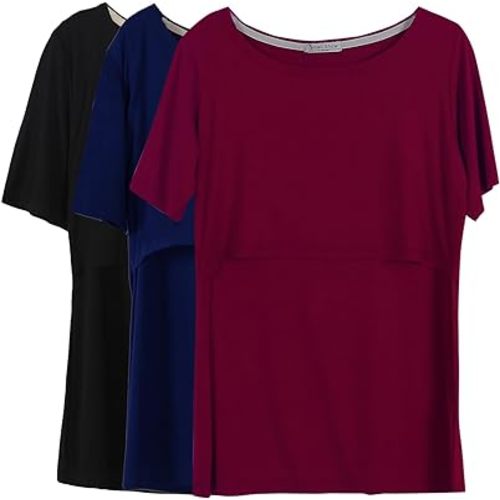 Smallshow Women's Maternity Nursing Tops Short Sleeve Breastfeeding Clothes