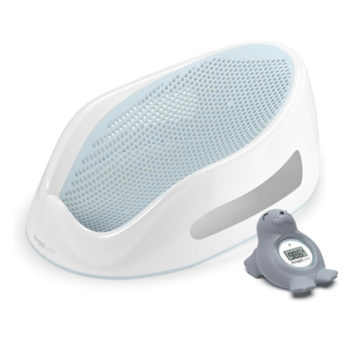 Angelcare Baby Aqua Soft Touch Bath Support & Thermometer Bundle | Newborn Baby Bathtub 0-6 Months | Baby Registry Must-Have | Newborn Essentials for Safe & Comfortable Bath Time