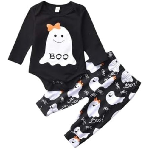 HIHA Baby Halloween Outfits Toddler Girls Boys One Piece Romper Ghost Pants Set