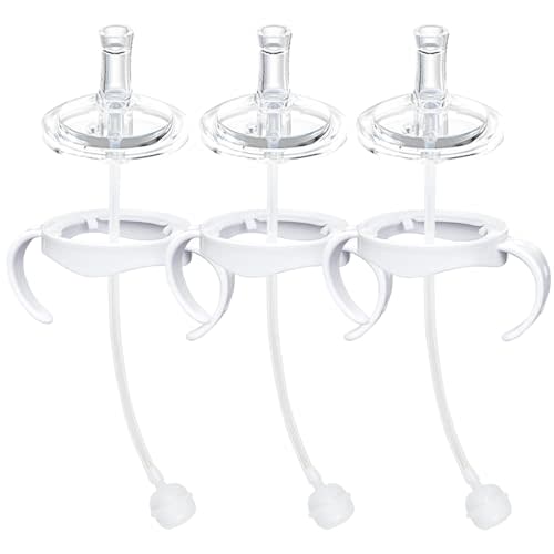 Sippy Cup Conversion Kit Compatible with Philips Avent Natural Baby Bottles, Soft Straw top and Weighted Ball Sippy Cup Transition Kit with Handles, 8m+ Pack of 3