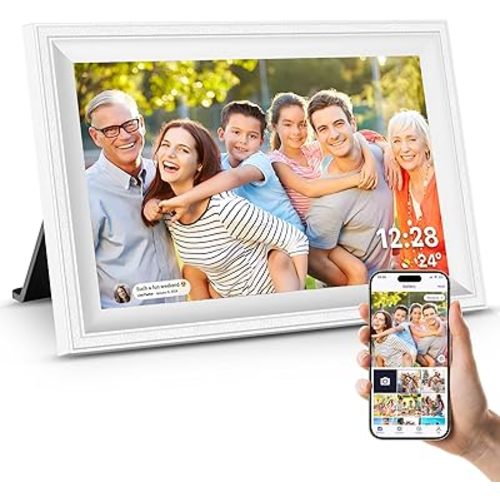 Smart White Digital Picture Frame WiFi Send Photos from Your Phone 16GB Storage 10.1inch 1280x800 IPS Touch Screen Digital Photo Frame Auto-Rotate Wall Mountable Photo Picture Frame Digital