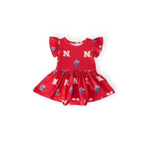 Nebraska Red Herbie Husker Flutter Twirl Bodysuit