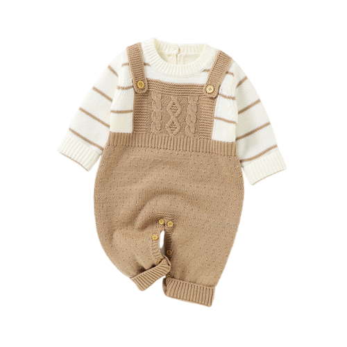 Lenpel Newborn Baby Boy Girl Sweater Rompers Infant Long Sleeve Crew Neck Button Knitted Jumpsuits Fall Winter Outfits
