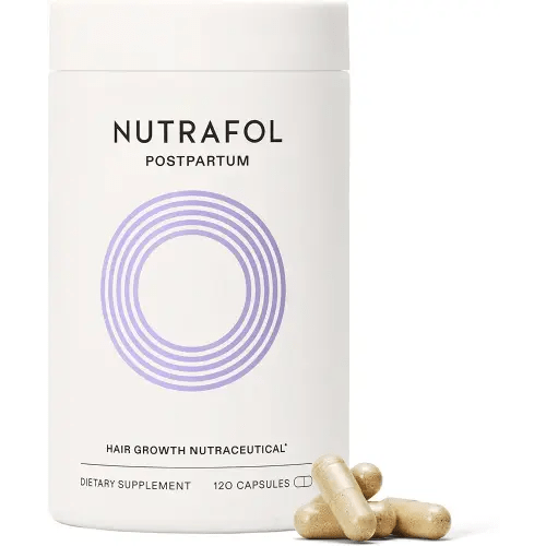 Nutrafol Postpartum Hair Growth Supplements, Clinically Tested for Visibly Thicker Hair and Less Shedding, Breastfeeding-friendly - 1 Month Supply