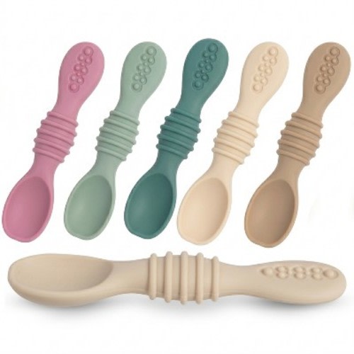 Sperric Baby Spoons Self Feeding Spoons 6+ Months, Infant Spoons First Stage, Baby Led Weaning BPA Free Teething Spoons
