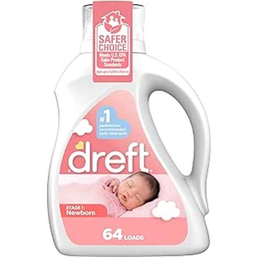 Dreft Stage 1: Newborn Hypoallergenic Liquid Baby Laundry Detergent (HE), Natural for Baby, Newborn, or Infant, 92 Oz (64 loads), 0037000748113 - 92 Fl Oz (Pack of 1)