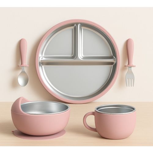 Baby Feeding Set - Stainless Steel + Suction