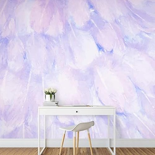 wall26 Removable Wall Sticker/Wall Mural Purple Watercolor Pastel Pattern Abstract Shapes Digital Art Modern Art Decorative Panorama Multicolor Relax/Calm for Living Room, Bedroom, Office - 100"x144"