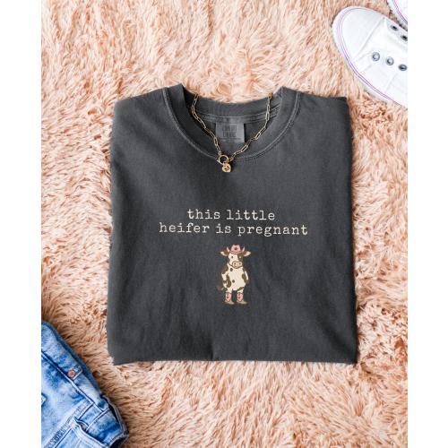 funny pregnancy announcement tee, Comfort Colors® Shirt, western cow shirt, country mom to be, unhinged tshirt, pregnancy reveal shirt