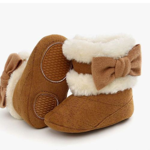 E-FAK Baby Boy Girl Boots Newborn Shoes Winter Snow Bowknot Anti-Slip Soft Sole Warm Infant Toddler Prewalker Booties