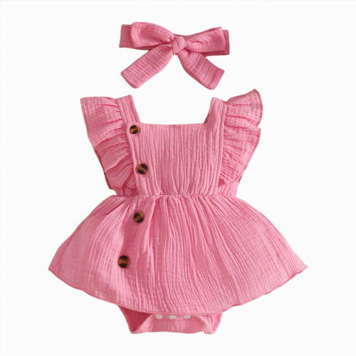 Gubotare Newborn Girl Dress Toddler Baby Girl Outfit Romper Jumpsuit Sleeveless Bell Bottom Overall 0 3 6 9 12 18 24 Months (Pink,3-6 Months)