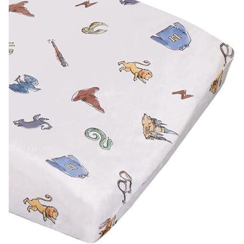 Warner Brothers Harry Potter Welcome Little Wizard Navy, Burgundy, Blue, and White Super Soft Contoured Changing Pad Cover